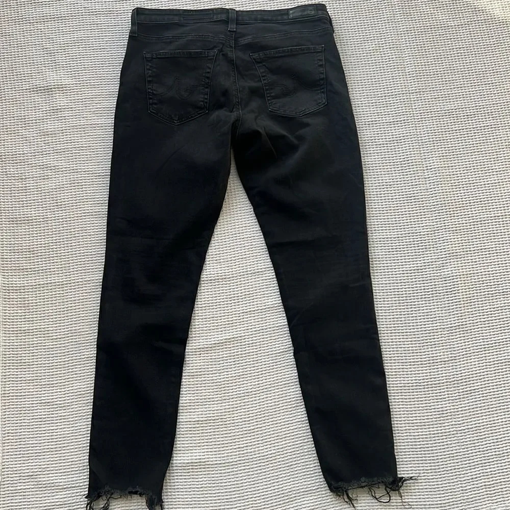 AG Adriano Goldschmied Women's Skinny Black Leggings Ankle Raw Hem Pants sz 31R